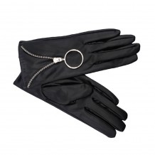 Artigli Γυναικεία Μαύρα Γάντια Δερματίνης με Φερμουάρ Ν-2725
