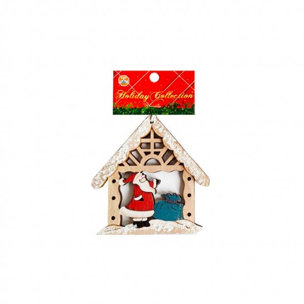 Στολίδι Χριστουγεννιάτικο Κρεμαστό Ξύλινο Σπίτι