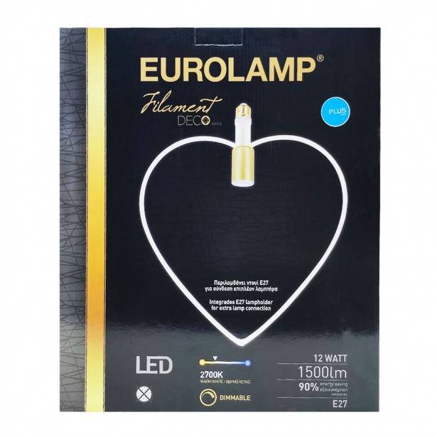 Eurolamp Λάμπα Led Filament Deco Καρδιά Dimmable12W E27 2700K 220-240V 147-78724