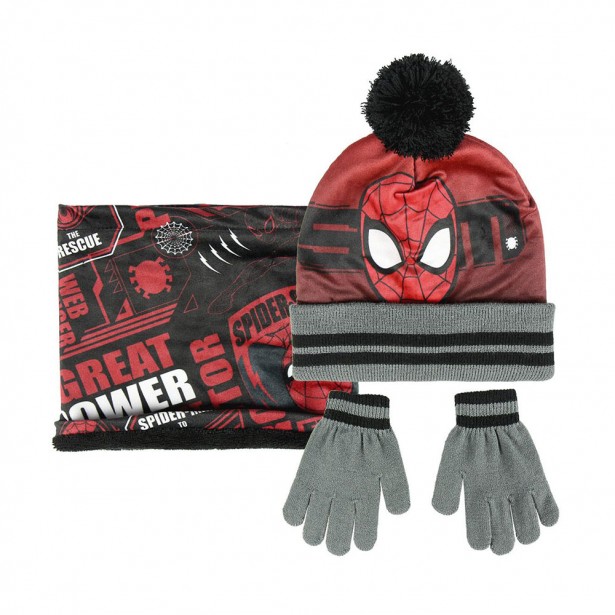 Σετ 3τμχ Σκουφάκι Pom Pom με Γάντια & Περιλαίμιο Spiderman Marvel Cerda 4328