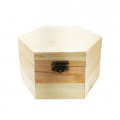 Κουτί Αποθήκευσης Ξύλινο Εξάγωνο 13x7x10cm