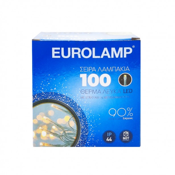 Eurolamp Λαμπάκια Led 100 Θερμό Λευκό Φως με Διάφανο Καλώδιο 3mm