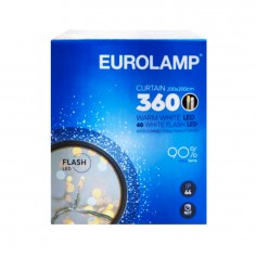 Λαμπάκια Κουρτίνα 360 Θερμό Λευκό Led & Φλας Eurolamp 600-11372 8,4W
