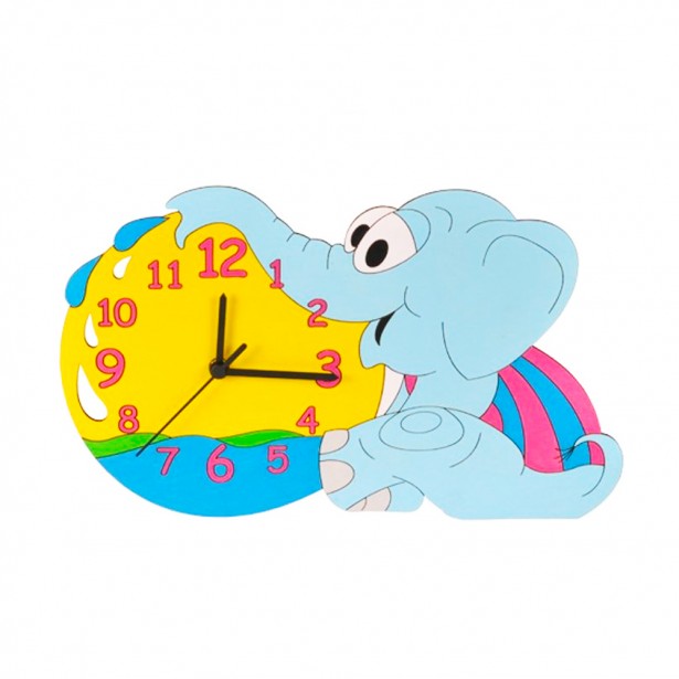 Ρολόι Τοίχου Αναλογικό Ξύλινο Σχέδιο Ελέφαντας Dodo 74025