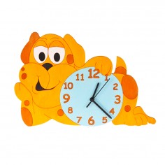 Ρολόι Τοίχου Αναλογικό Ξύλινο Σχέδιο Σκύλος Dodo 74024