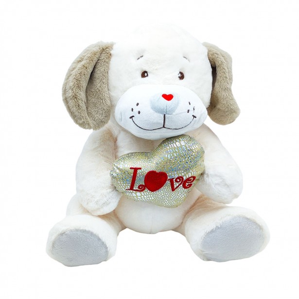 Λούτρινος Σκύλος με Καρδιά Amek Toys 40cm