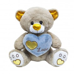 Λούτρινο Αρκουδάκι με Χρυσή Καρδιά Amek Toys 35cm
