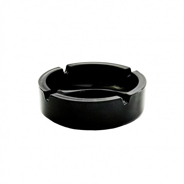 Τασάκι Στρογγυλό Γυάλινο Μαύρο Uniglass 10cm