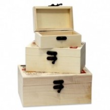 Σετ 3 Ξύλινα Κουτιά Αποθήκευσης με Κλιπ & Σχέδιο