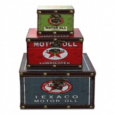 Σετ 3τμχ Κουτιά Αποθήκευσης Vintage Texaco Oil