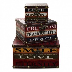 Σετ 3τμχ Κουτιά Αποθήκευσης Vintage Smile-Love