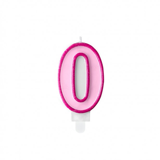 Κερί Γενεθλίων Αριθμός 0 Ροζ