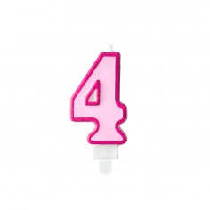 Κερί Γενεθλίων Αριθμός 4 Ροζ