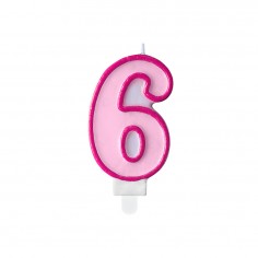 Κερί Γενεθλίων Αριθμός 6 Ροζ