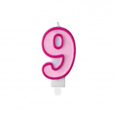 Κερί Γενεθλίων Αριθμός 9 Ροζ