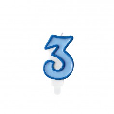 Κερί Γενεθλίων Αριθμός 3 Μπλε