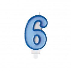 Κερί Γενεθλίων Αριθμός 6 Μπλε
