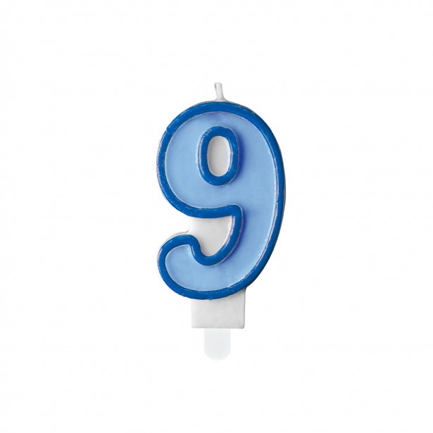 Κερί Γενεθλίων Αριθμός 9 Μπλε