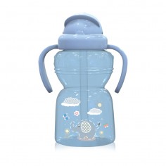 Μπουκάλι με Λαβές & Καλαμάκι Γαλάζιο Σχέδιο Ελεφαντάκι Lorelli 325ml