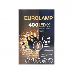 Λαμπάκια 400 Θερμό Λευκό Led με Μικρόφωνο, Πρόγραμμα & Ροοστάτη Eurolamp 600-11870 8,4W
