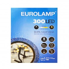 Λαμπάκια 300 Εναλλαγή Λευκού Led με Πρόγραμμα & Ροοστάτη Eurolamp 600-11860 8,4W