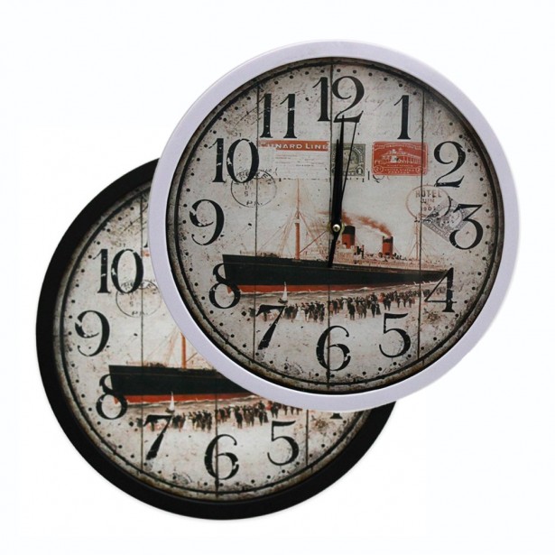 Ρολόι Τοίχου Vintage Αναλογικό Σχέδιο Καράβι