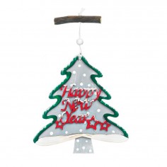 Στολίδι Χριστουγεννιάτικο Δέντρο Κρεμαστό Ξύλινο Happy New Year