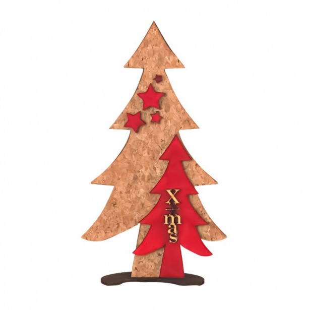 Διακοσμητικό Χριστουγεννιάτικο Δέντρο Ξύλινο με Φελλό