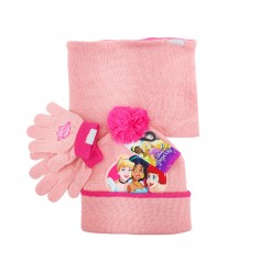 Σετ 3τμχ Σκουφάκι Pom Pom με Γάντια & Περιλαίμιο Πριγκίπισσες Disney Arditex WD14770