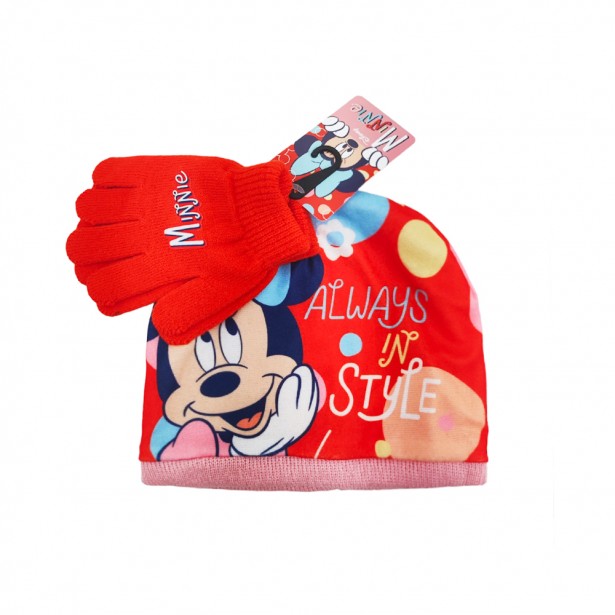 Σετ 2τμχ Σκουφάκι με Γάντια Minnie Mouse Disney Arditex WD14737