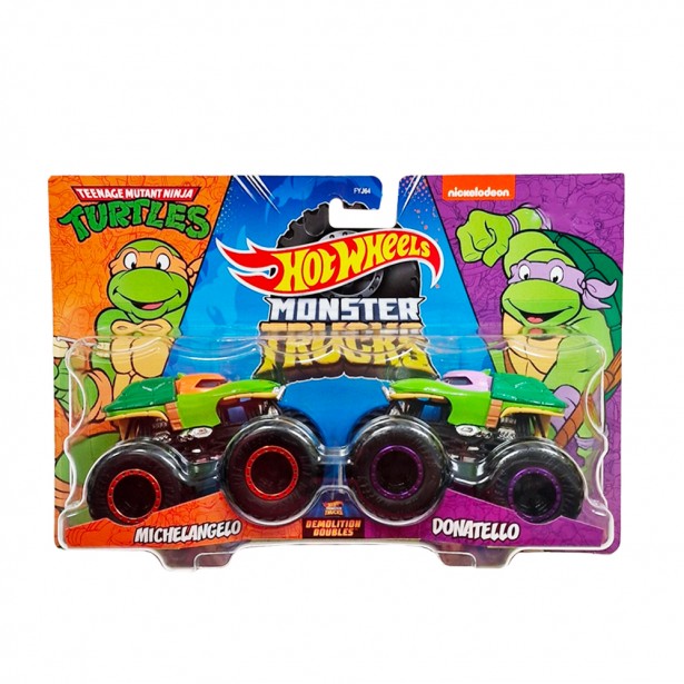Σετ 2τμχ Οχήματα Hot Wheels Monster Trucks Michelangelo VS Donatello Mattel HNX31