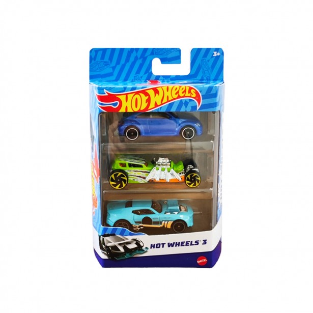 Σετ 3τμχ Αυτοκινητάκια Hot Wheels Μπλε - Λαχανί - Γαλάζιο Mattel K5904