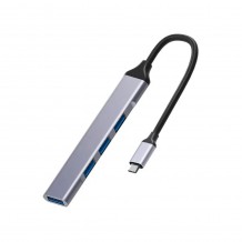 Αντάπτορας Hub USB Type-C με 4 Θύρες Γκρι Powertech PTH-079