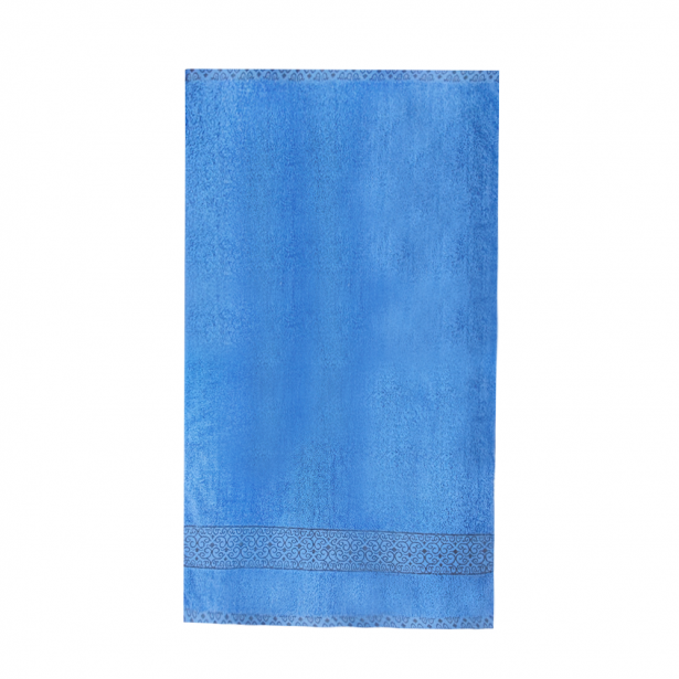 Πετσέτα Σώματος με Κέντημα Γαλάζια 68x137cm