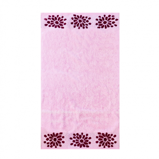 Πετσέτα Προσώπου με Κεντημένα Λουλούδια Ροζ Yana 50x90cm