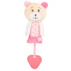 Κουδουνίστρα Βρεφική Λούτρινο Αρκουδάκι Ροζ Amek Toys 16cm