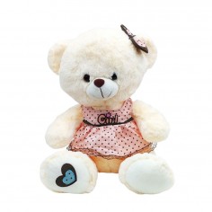 Λούτρινο Αρκουδάκι Girl με Ροζ Ρούχα Amek Toys 40cm