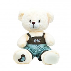 Λούτρινο Αρκουδάκι Boy με Μπλε Ρούχα Amek Toys 40cm