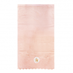 Πετσέτα Σώματος Ροζ με Κέντημα Λουλούδι 67x132cm