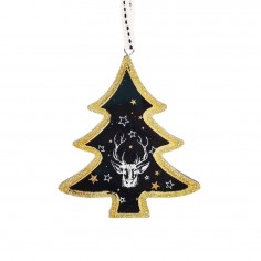 Στολίδι Χριστουγεννιάτικο Δέντρο Κρεμαστό Ξύλινο Μαύρο-Χρυσαφί