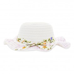 Καπέλο Λευκό με Κορδέλα Floral