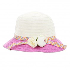 Καπέλο Ροζ με Λουλούδι Λευκό