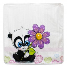 Μπουρνουζοπετσέτα Βρεφική Σχέδιο Panda με Λουλούδι 75x75cm