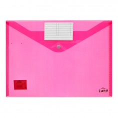 Φάκελος Α4 Διαφανής Ροζ με Κουμπί & Ετικέτα Luna 0078838