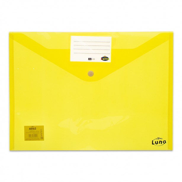 Φάκελος Α4 Διαφανής Κίτρινος με Κουμπί & Ετικέτα Luna 0078810