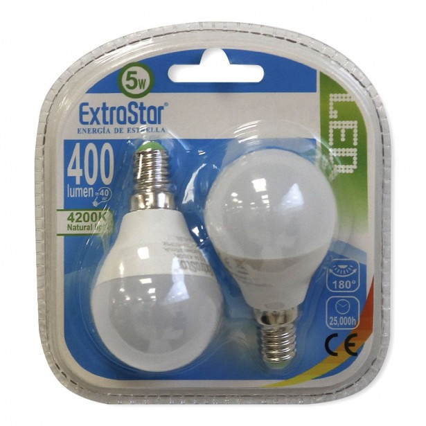 Σετ 2τμχ Λάμπες LED Φυσικό Λευκό E14 Extrastar 5W